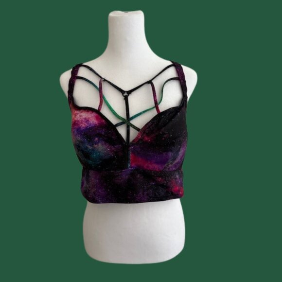 Torrid Size 2 Galaxy Print Strappy Sports Bra Size 2 - Picture 1 of 4
